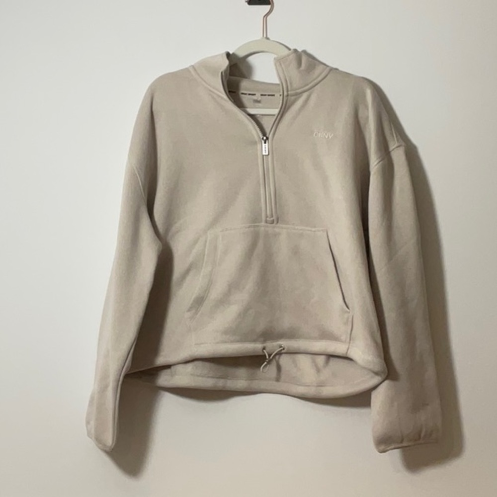DKNY Light Beige Quarter-Zip Sweatshirt